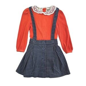 Little Lord & Lady 2 Piece Top Polka Dot Overall Dress Set Girls 3-4